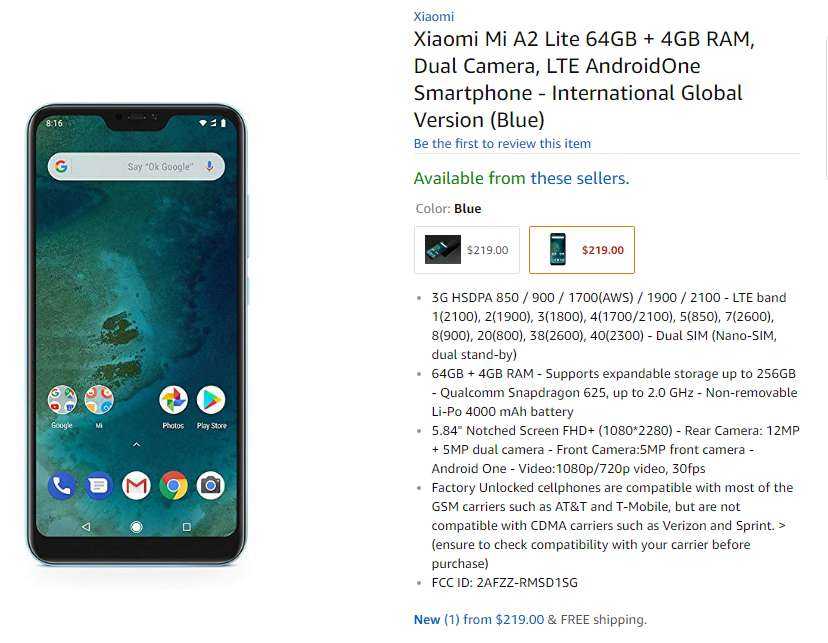 Xiaomi mi a2 lite карта памяти